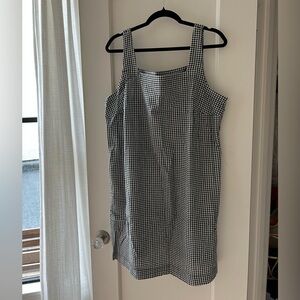 A New Day Black and White Gingham Linen Chore Dress in XXL